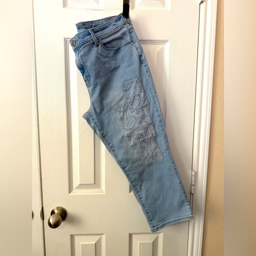 Chico's Girlfriend Slimming Crop Patchwork Jeans … - image 1